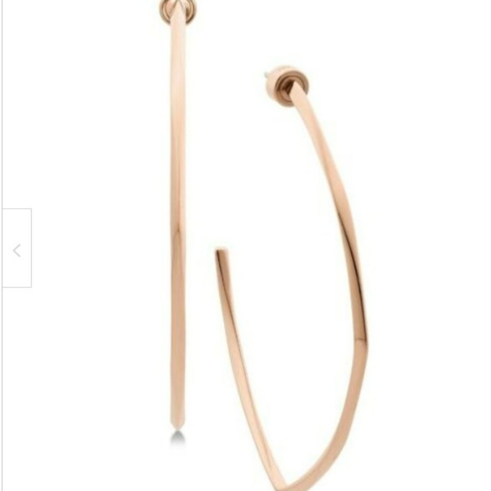 Michael Kors Large Faceted Open Hoop Rose Gold Tone Earrings #86